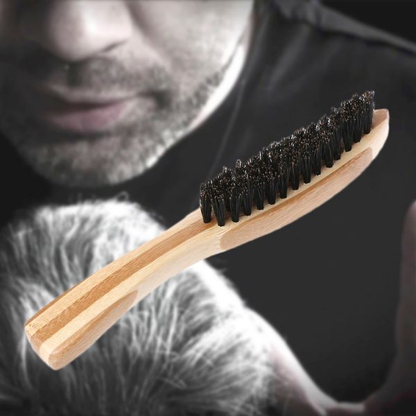 

wood beard brush comb boar bristle for men's mustache shaving comb face massage facial hair cleaning brush long handle