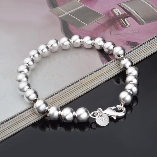

women's jewelry 8mm silver beaded chain bracelet fashion ladies accessories bracelets fast ship enough stock dropshipping, Black