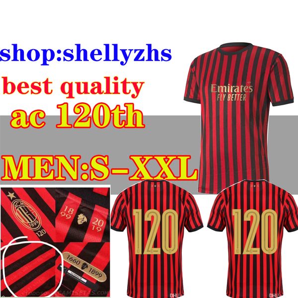 

19 20 ac milan soccer jersey romagnoli 120 years ac milan piatek suso football shirt r.leao mens womens kids kit paqueta long jersey, Black;yellow