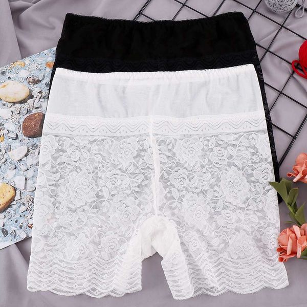 

1 pc new casual women breathable safety short pants lady anti-exposure lace safety boxer panties summer underwear, Black;pink