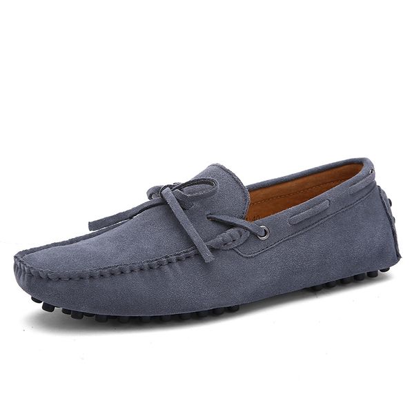

2019-20 designer olomlb big size cow suede leather men flats casual shoes men loafers driving shoes, Black