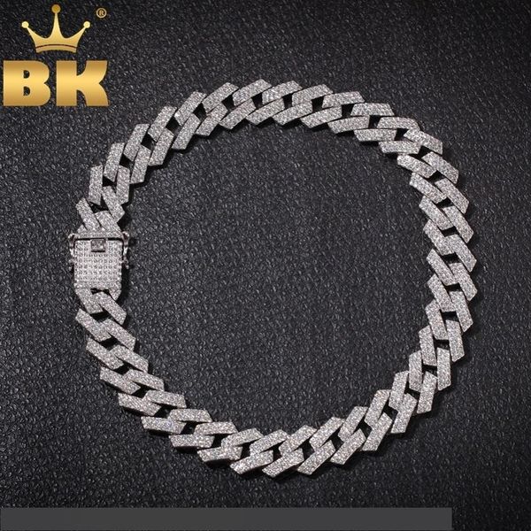 

the bling king 20 мм зубец кубинский звено цепи ожерелье мода хип-хоп ювелирные изделия 3 строки стразы iced out ожерелья для мужчин cj19111, Silver