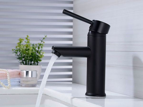 

brass matte black basin faucet bathroom sink water mixer and cold water mixer tapware single handle deck mounted