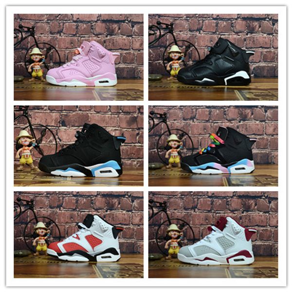 

wholesale new discount kids 6 baby basketball shoes unc gold black red kid 6s boys sneakers children sports low trainers size 28-35