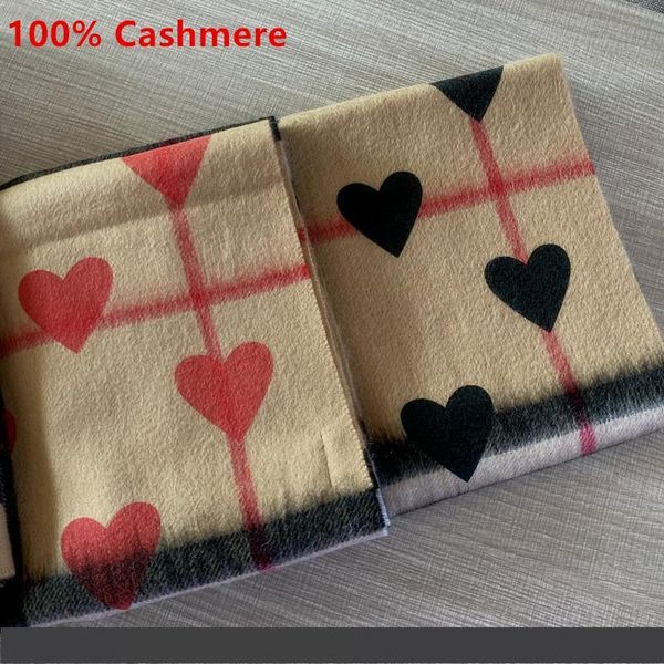 

2020 fashion winter red heart 100% cashmere scarf for women and men classic cashmere scarf in check and heart designer infinity scarfs shawl, Blue;gray