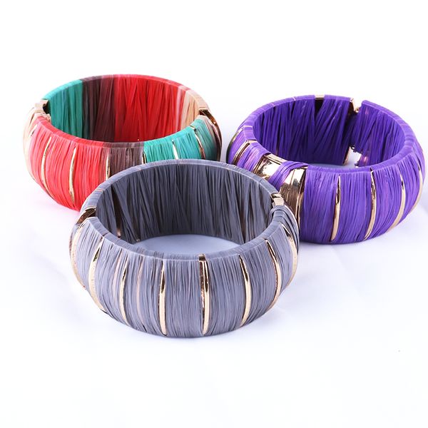 

2019 fashion new korean version of lafite winding bracelets for women color purple gray wide bracelet statement jewelry, Black