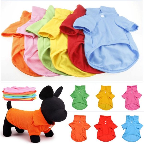

candy color dog polo shirt spring summer cotton short sleeve pet clothes apparel 6 colors fa2287