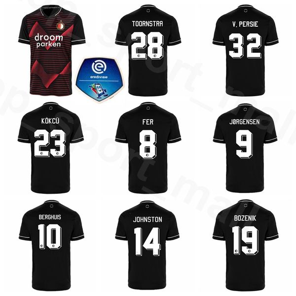 

2020 2021 feyenoord soccer jersey rotterdam 32 persie 10 berghuis 9 jorgensen 28 toornstra 23 kokcu 8 fer 14 johnston football shirt kits, Black;yellow