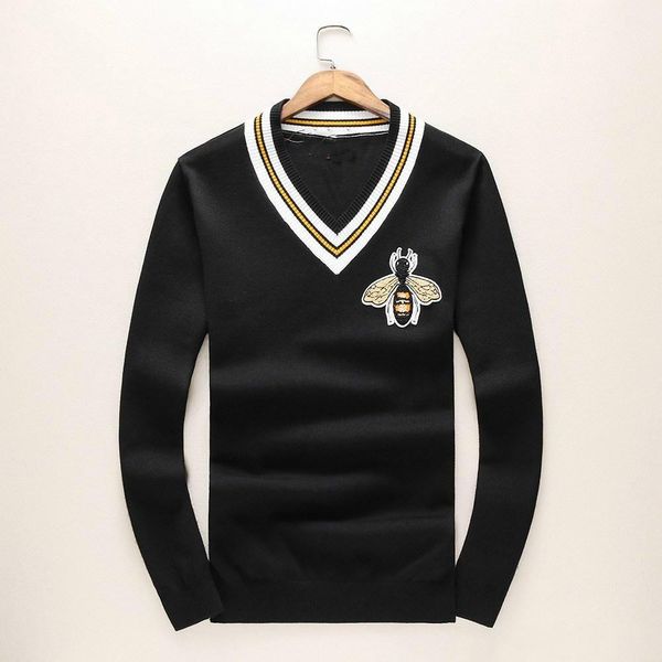

new 2018 man luxury winter gentleman embroidery bees knit casual sweaters pullover asian plug size drake plus size -3xl hot, White;black