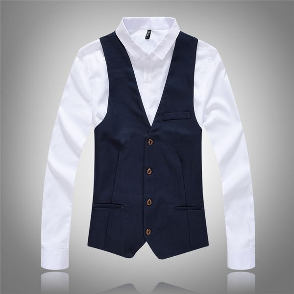 

2019 new men high-grade dress vests male waistcoat casual sleeveless formal business jacket slim fit mens suit fashion vest, Black;white