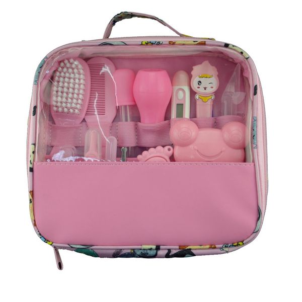 

baby products daily cleaning care kit bag set feeding thermometer thermometer suction clip nail clipper ear spoon ik01 pink