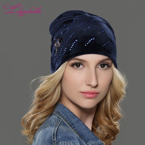

liliyabaihe women autumn and winter hat ladies cat girls hats for women skullies beanies fluff caps touca new style caps, Blue;gray