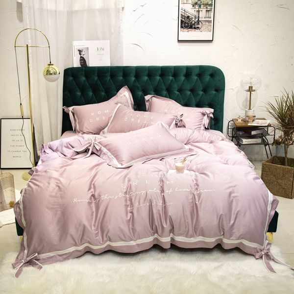 New Product Pink Green Gray Bedding Set Egyptian Cotton Bedclothes