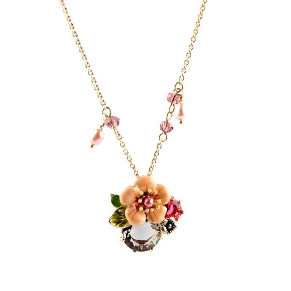 

long chain gold color 2020 summer sweet design gift for friend simple crystal flower necklace pendants, Silver