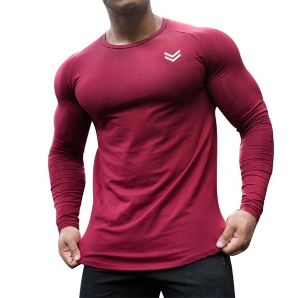 

t-shirt men 2019 autumn new long sleeve o-neck t shirt men brand clothing fashion fitness cotton tee clothing, White;black