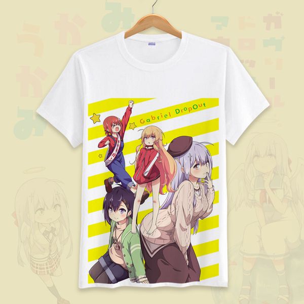 

gabriel dropout japanese anime cosplay tenma gabriel white t-shirt summer men women short sleeve t shirt, White;black