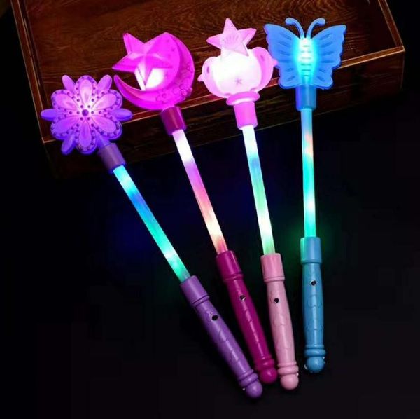 Flashing Light Up Varas Mágicas LED Wands DJ Conto De Fadas Princesa Traje Fancy Dress Glow Presente Da Coroa Da Estrela SN2263