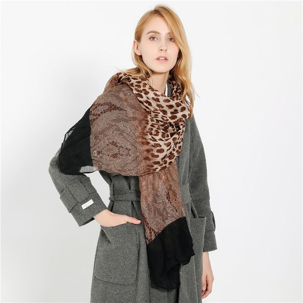 

new fashion personality leopard print scarf women soft yarn sunscreen sun chiffon lace scarfs wrap shawl dropshipping