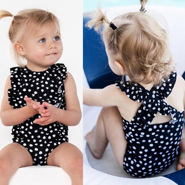 

ребёнки одно плечо one piece купальники купальник summer2020 девушки ruffled dot крестовина купальники пляж bathingsuit a55