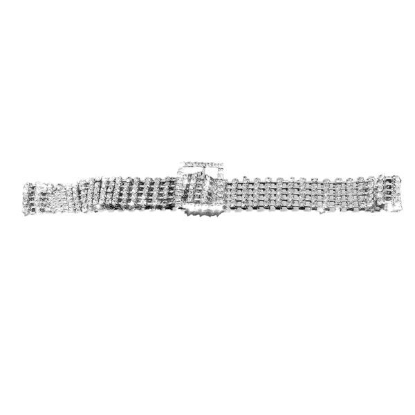 

women belt shape rhinestone choker clavicle chain trendy women necklace round shiny jewellery accessories new, Golden;silver