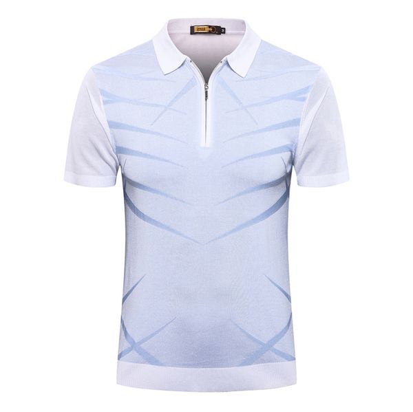 

zilli short sleeve t-shirt 2020 summer new silk breathable fashion elastic zipper casual british-style comfortable plus size, White;black