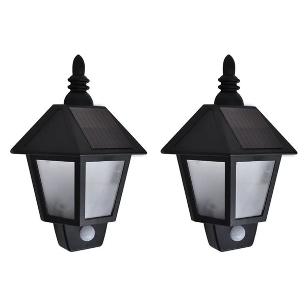 

solar wall lights 2 pieces with motion sensor black