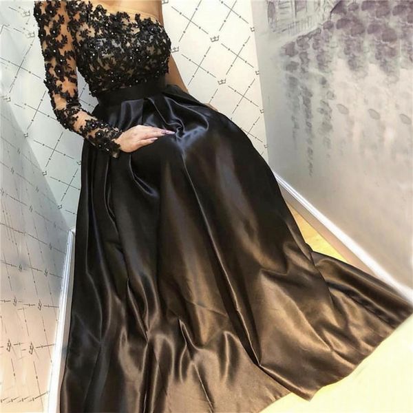 

black lace satin mother of the bride dress one shoulder long sleeve beading appliques floor length wedding party gowns formal occassion, Black;red