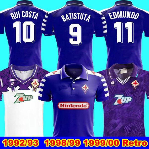

fiorentina retro 92 93 1998 1999 00 retro camicia di calcio maglie batistuta 99 00 florence home away long sleeve retro football jersey, Black;yellow
