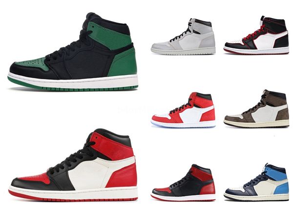 

1 jumpman 1s og mens basketball shoes high court purple white fearless unc patent pine green black bloodline men women designer sneaker#363