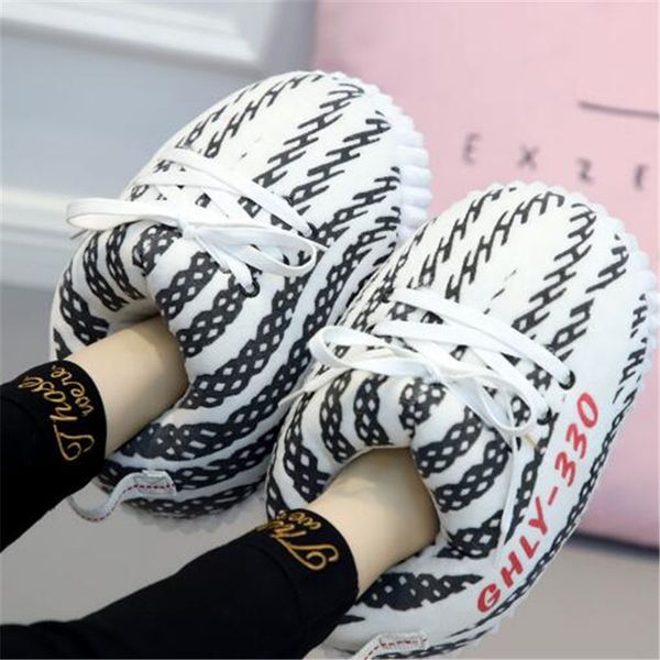 

women's/men winter cotton shoes cute cartoon animal warm home plush shoes woman male foam sneakers bread fat slippers size 35-44, Blue;gray
