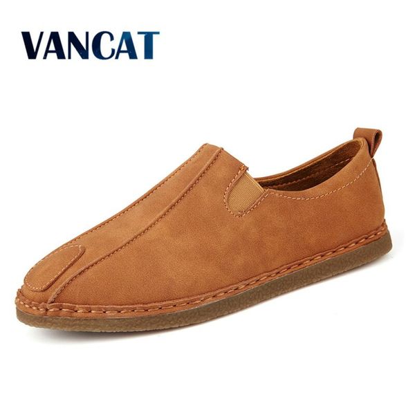 

2019 new brand split leather men shoes fashion casual shoes breathable men flats loafers men's driving big size 38-48, Black