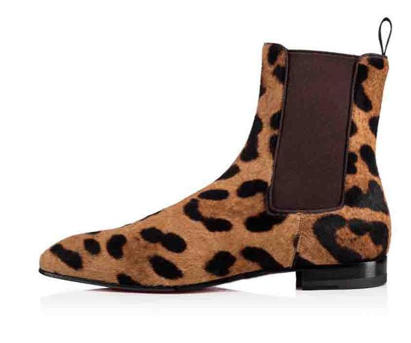 

m designer men's shoes roadie orlato flat middle shoes casual ,super perfect ankle boot for men leopard, Black