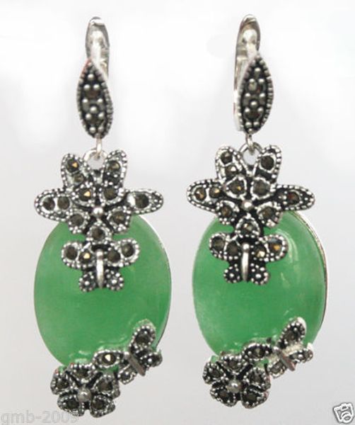 

brinco wedding brincos moda pendientes earring inlay fancy lady's 925 silver hook green gem marcasite square earrings