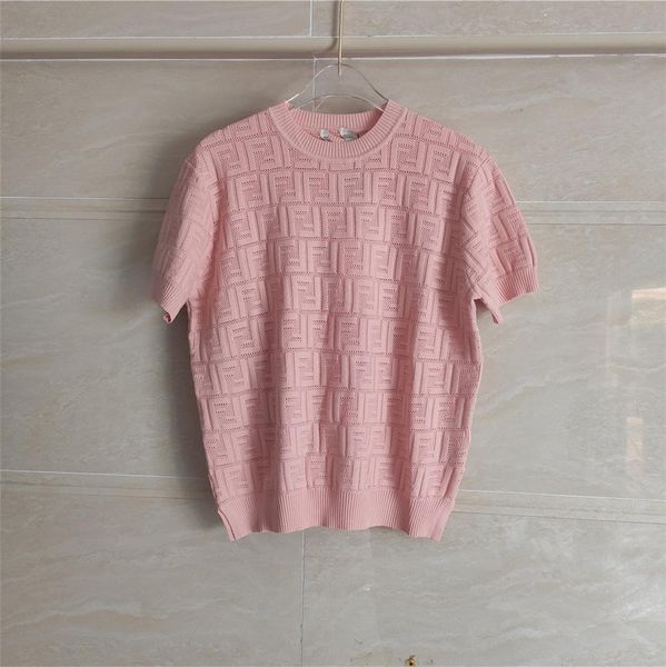 

женская одежда с коротким рукавом 2020 лето горячая распродажа топы дизайнерская футболка роскошные вязаные тройники мода розовый, White