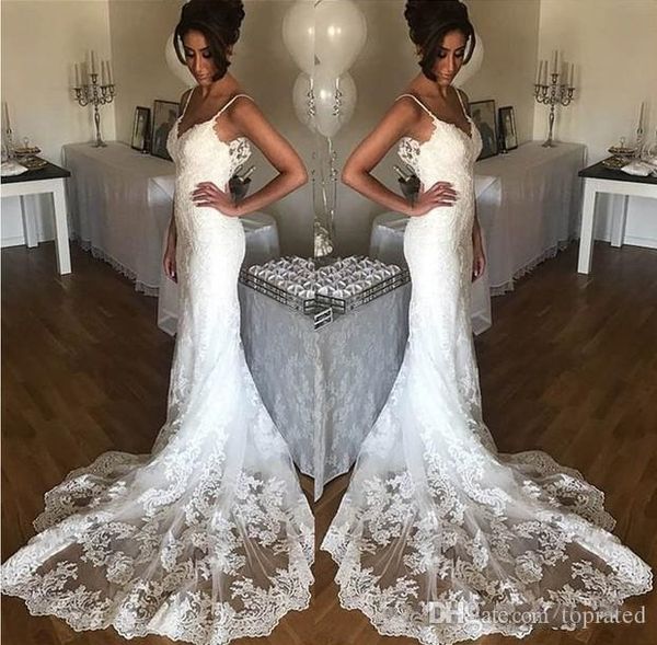 

новое сексуальное русалка свадебное платье без рукавов спагетти 2019 vestidos de novia неформальное свадебное платье сшитое на заказ свадебн, White