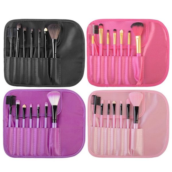 

7pcs makeup brush set eyeshadow blush powder foundation portable travel cosmetic tools make up brushes kit with bag