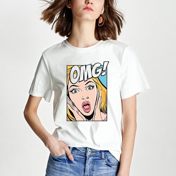 

t shirt women omg surprise white graphic tees cute clothes ulzzang plus size streetwear kawaii harajuku new girl tee
