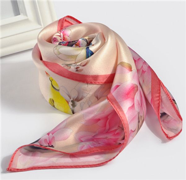 

spring and autumn new fashion womens korean silk satin small square towel 65x65cm, Blue;gray