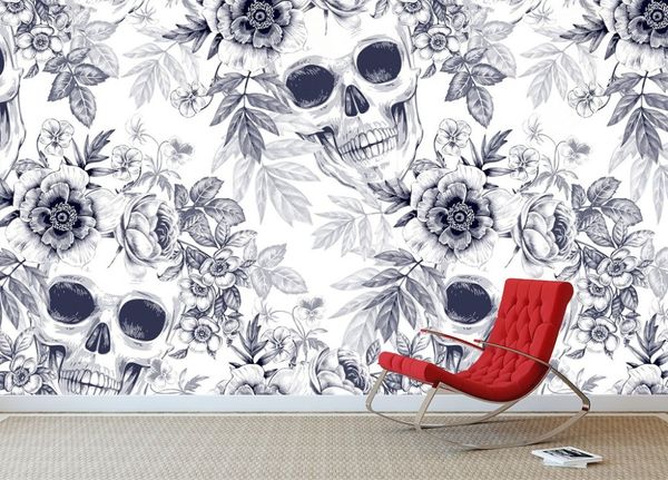 

self-adhesive] 3d skull texture 006 wall paper mural wall print decal murals