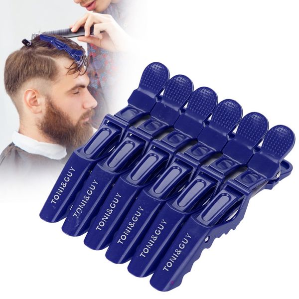 

genuine salon single prong hair clip crocodile hairpin 6pcs/set anti-slip hair section claw hairdressing clamps barrettes, Golden;silver