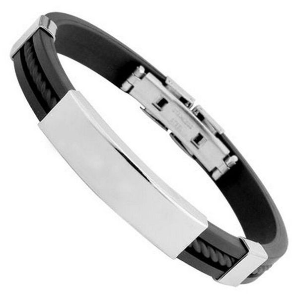 

шарм браслет мужчины прохладный снаряженная ссылка jewellery цепи украшения из нержавеющей стали + силиконовый браслет с fold-над застежка, Golden;silver