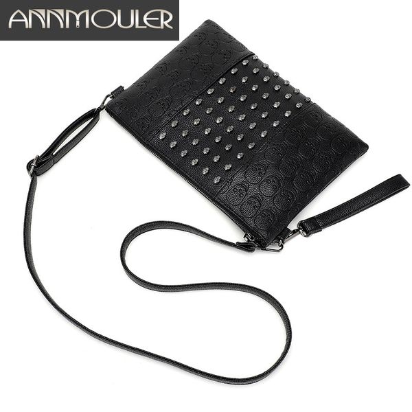 

annmouler handbag for women fashion small bag purse skull embossed shoulder bag envelop clutch black crossbody for girls