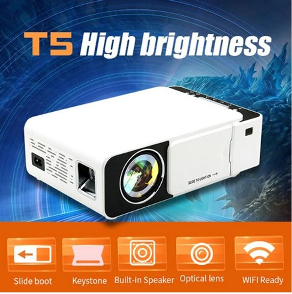 

t5 светодиодный проектор 800*480 родное разрешение 1080 hd портативный видеопроектор wifi reay usb hdmi sd audio beamer для домашнего киноте