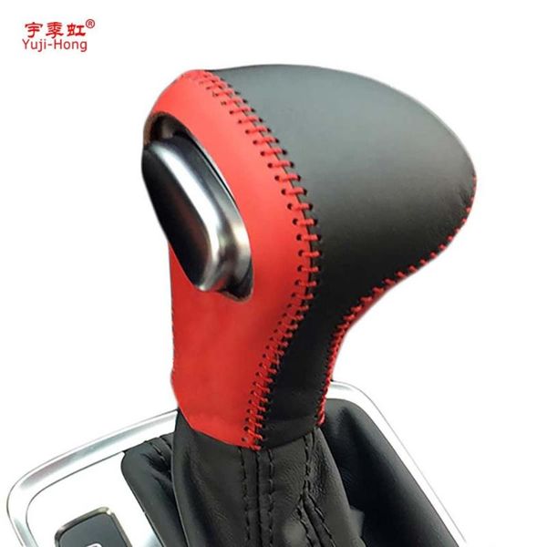

yuji-hong car gear covers case for a4 a5 a7 q5 q7 s5 s6 s7 new models automatic shift collars genuine leather auto styling