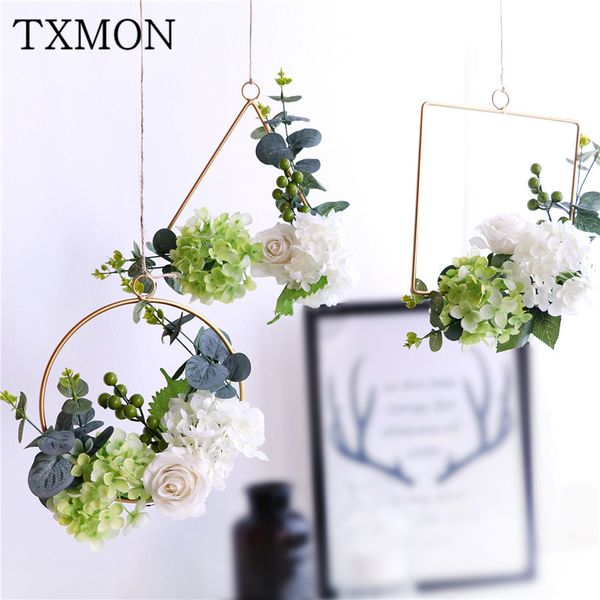 

nordic style wall hanging decoration artificial wreath modern minimalist creative living room plant fake flower tv wall jewelry