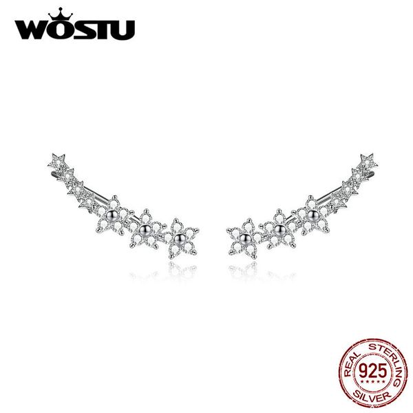 

wostu real 925 стерлингового серебра деликатный цветок серьги игристых циркон малый серьги для женщин свадебные украшения cqe712, Golden;silver