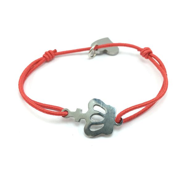 

10pcs/lot bracelet crown stainless steel charm adjustable cord bracelet heart pendant elastic string bracelet for men women, Golden;silver