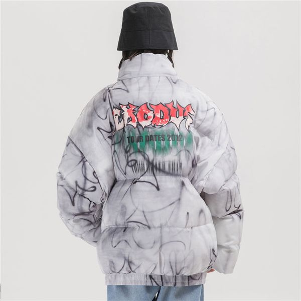 

winter jacket men casual baggy standard collar warm thick coat, Black