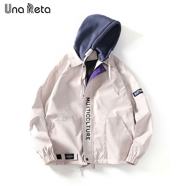 

una reta man hoodie jackets new hat detachable design coat jacket men streetwear clothest casual hip hop jacket men, Black;brown