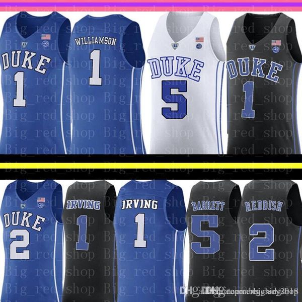 

ncaa 1 zion williamson duke blue devils college jersey 5 rj barrett 2 cameron reddish irving j.j. 4 redick 32 christian laettner college, Black